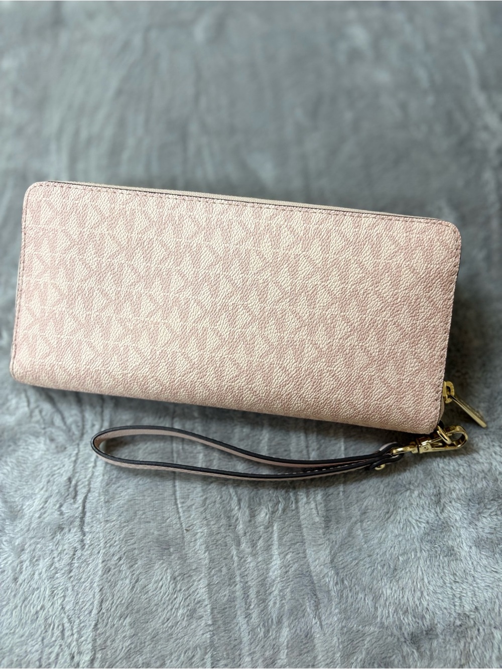 Michael Kors Pink Logo-Print Wristlet Clutch with Gold Hardware - Picture 3 of 6